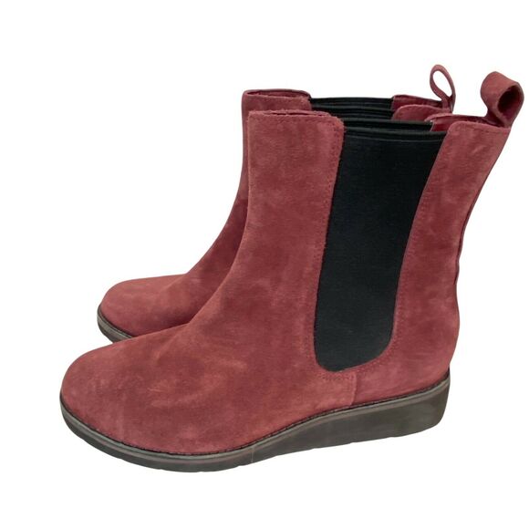 Cole Haan Chelsea Booties Womens D38284 Maroon Suede Pull On Boots Size 10 B